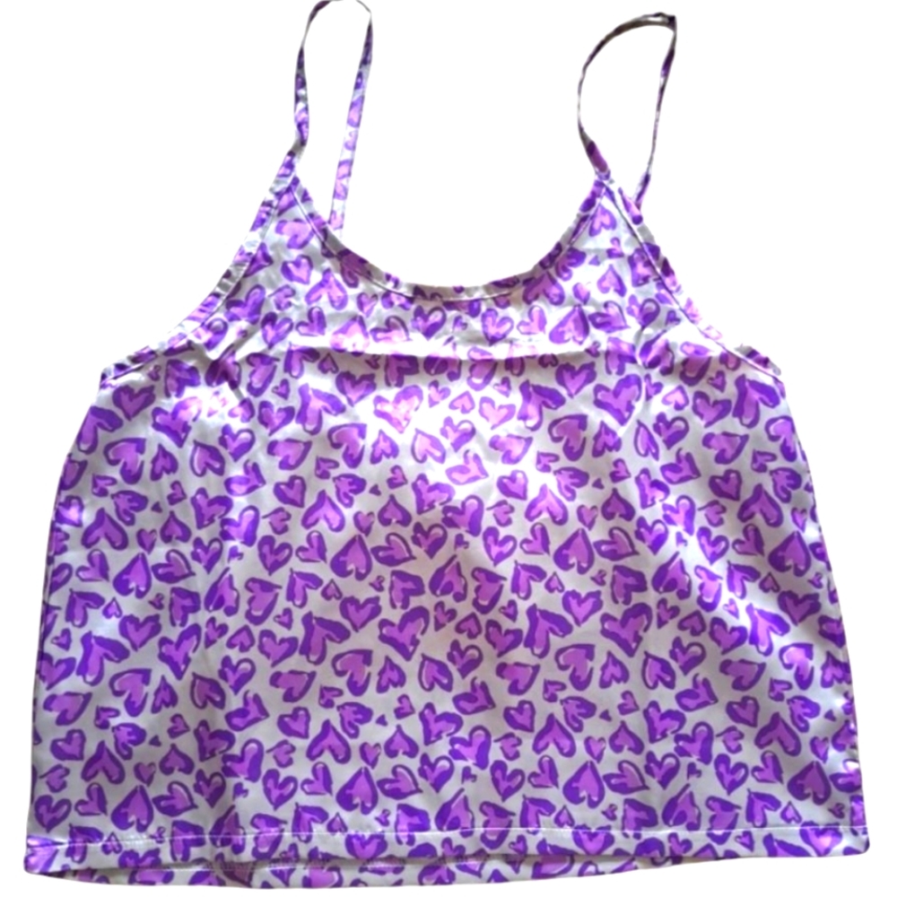 Spoiled Angel Grey Purple Lilac Hearts Satiny Camisole Polyester Size Large New